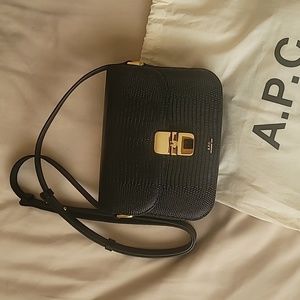 A.P.C. Small Grace Bag Lizard embossed leather in black crossbody / shoulder bag